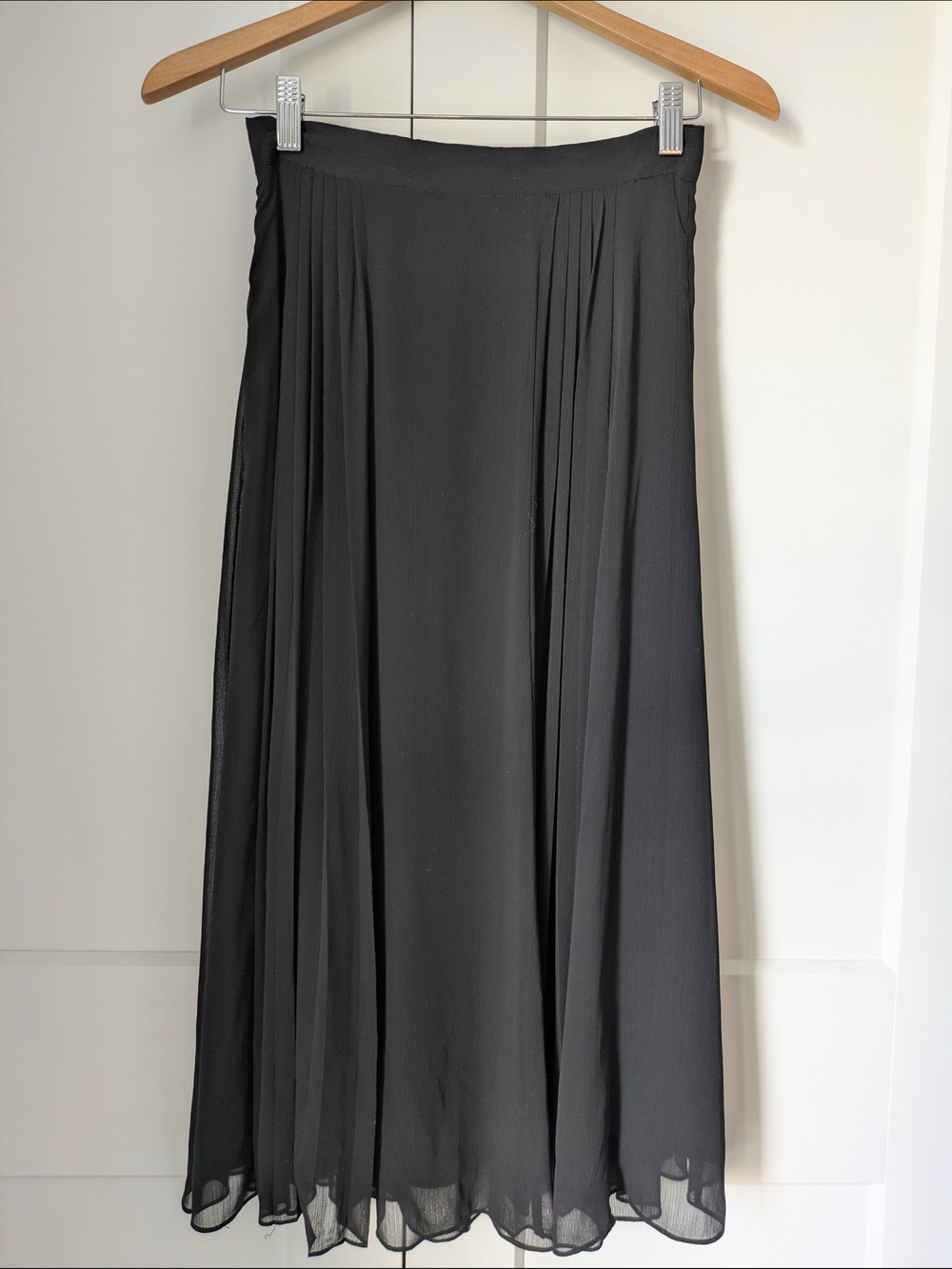Little Moon Black Pleated Midi Skirt